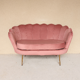 Banquette Coquillage velours rose
