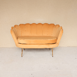 Banquette Coquillage velours jaune