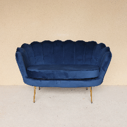 Banquette Coquillage velours bleu