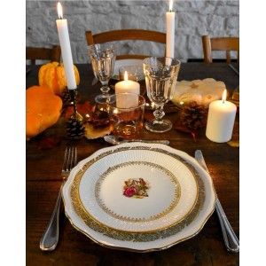 Assiette dessert fleurie dorée vintage