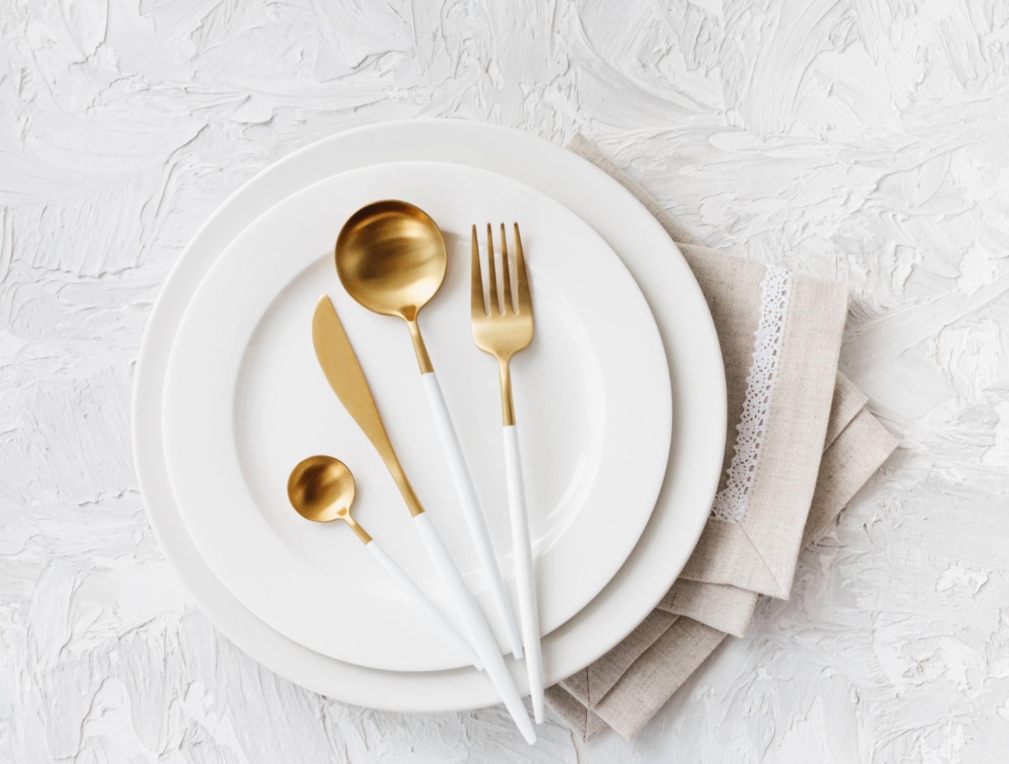 Gamme de couverts Delicatesse Or et Blanc Annecy